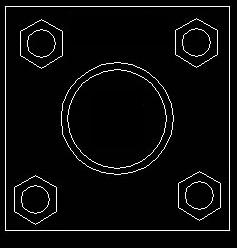 1978 Ford Bronco - Simple outline drawing of a square mounting flange showing a center bore and four corner bolt positions.