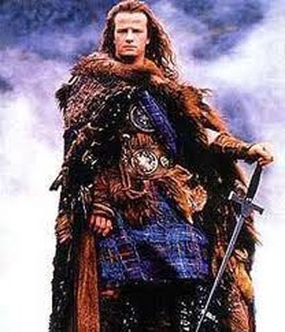 1991 Ford LTD Crown Victoria - A man dressed in historical garb, complete with a sword, stands against a cloudy sky.