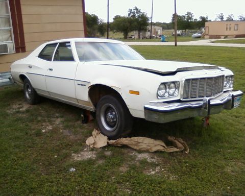 1976 Ford Torino - 5/18 got trim rings from a 1992 S-10 in a junkyard, and they look GOOD!