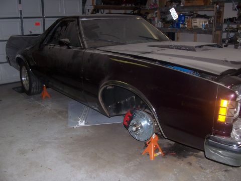 1979 Ford Ranchero - My work in process, had to put on jackstands because I was afraid of it growing roots. LOL The Ranchero was painted in '98 and had all embl…