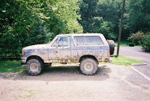 1990 Ford Bronco - This 1990 Ford Bronco is covered in mud after an off-road adventure.