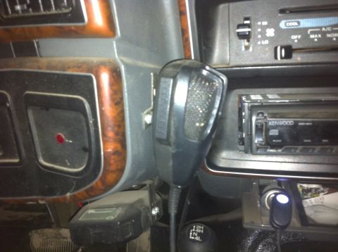 1990 Ford Bronco - Interior view of a 1990 Ford Bronco, a CB radio and aftermarket stereo system.