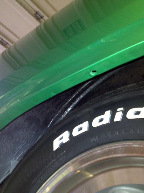 1971 Ford Ranchero - Tire and fender well detail of a vehicle, with 'Radial' text visible on the tire.