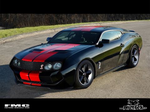 2007 Ford Mustang - This heavily modified car features a unique front end and racing stripes.