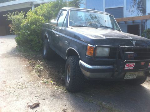 1990 Ford Bronco - This Ford F-150 pickup truck has a bull bar and MSD Ignition sticker on the front.