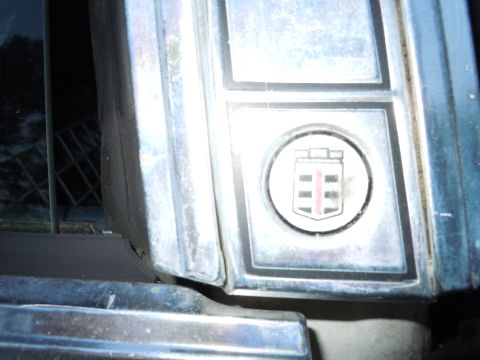 2001 Ford Crown Victoria - Close-up of a vehicle's interior chrome trim with a circular emblem.