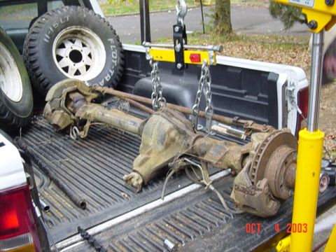 1979 Ford Bronco - Took the springs and radius arms off and used a cherry picker...made it easy
