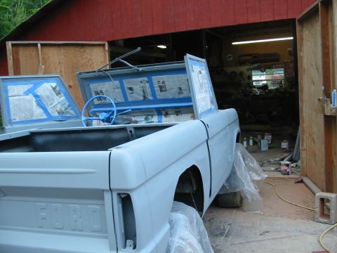 1969 Ford Bronco - Ford Bronco body prepped for paint, showing the interior and exterior details.