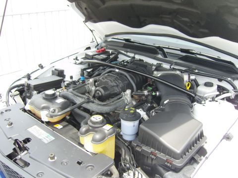 2007 Ford Mustang - Engine bay of a 2007 Ford Mustang, a prominent supercharger.