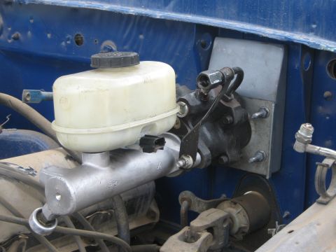 1978 Ford Bronco - Close-up view of a brake master cylinder assembly, likely from an older vehicle.