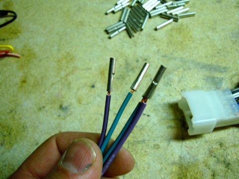 2002 Toyota 4Runner - Crimped connectors on stereo wires, ready for installation.