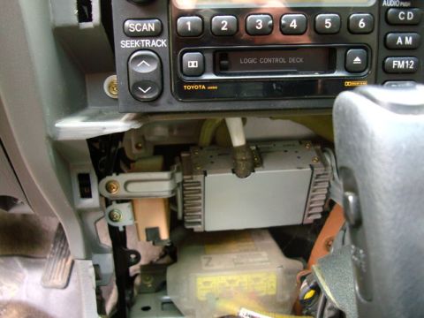 2002 Toyota 4Runner - Interior view of a car's dashboard showing a Toyota stereo system and its wiring.