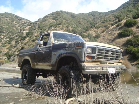 1986 Ford Bronco - This Ford Bronco appears to be from the early 1980s, not 1986, and is shown off-road.