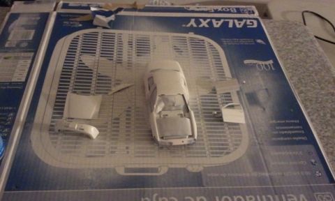 1998 Ford Crown Victoria - My First Mini tricky Vicky Model project whited out version 1st coat of paint, needs more sanding on the top