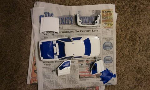 1998 Ford Crown Victoria - My First Mini tricky Vicky Model project whited out version taped and ready for paint