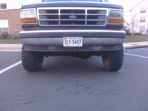 1995 Ford Bronco - Front view of a 1995 Ford Bronco, showing its grille and license plate.
