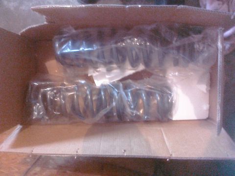 1995 Ford Bronco - New coil springs are packaged in a cardboard box, ready for installation.