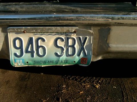 1982 Ford Bronco - carnage of the front license plate