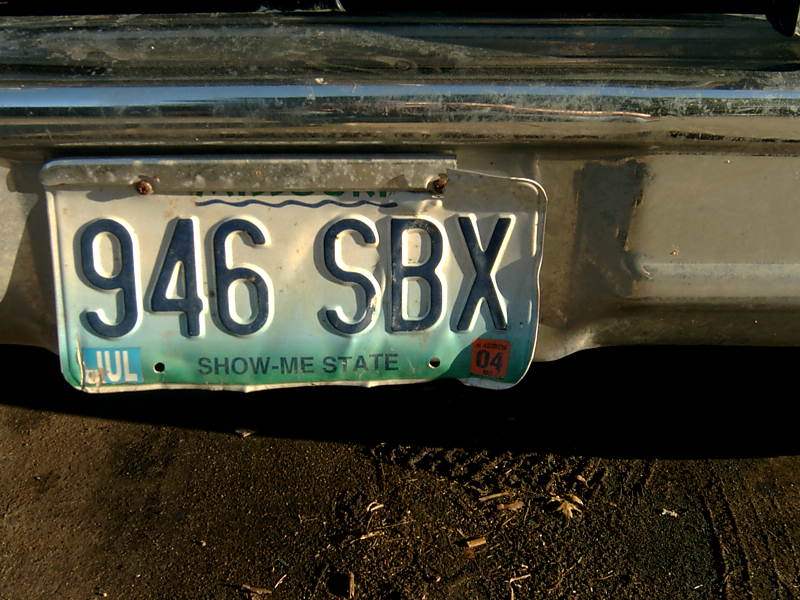 carnage of the front license plate