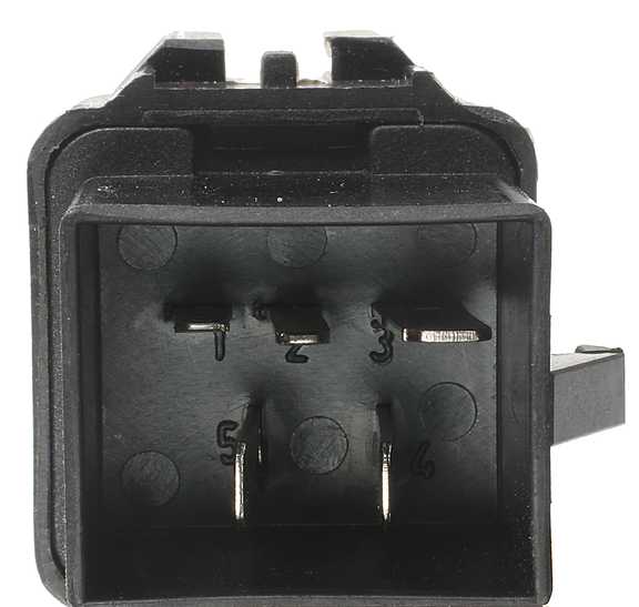 Relay connector with pins labeled 1, 2, 3, 4, 5