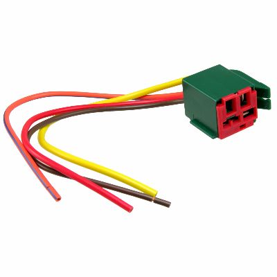 1990 Ford Bronco - A green and red plastic relay socket with four wire leads is shown against a white background.