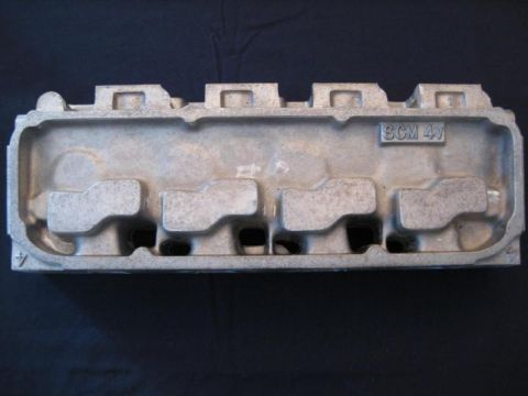 1972 Ford Ranchero - Aluminum engine intake manifold with SCM 4V casting visible on the side.