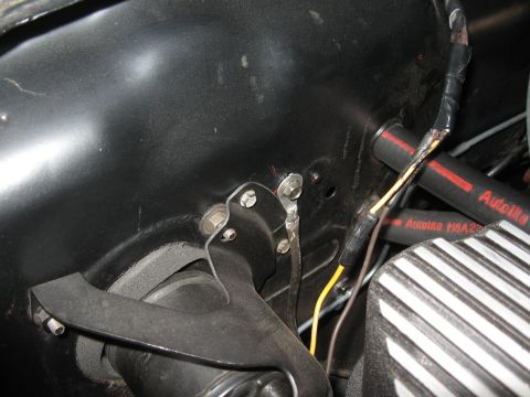 1968 Shelby GT500 - Close-up of engine bay wiring and Autolite hoses, with visible SuperMotors watermark.