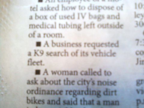2006 Ford E350 - A newspaper article details a business's request for a K9 search of their vehicle fleet.
