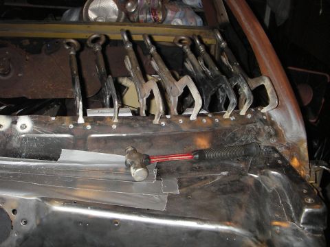 1972 Ford Ranchero - closer shot of the holes left from cutting the spotwelds out