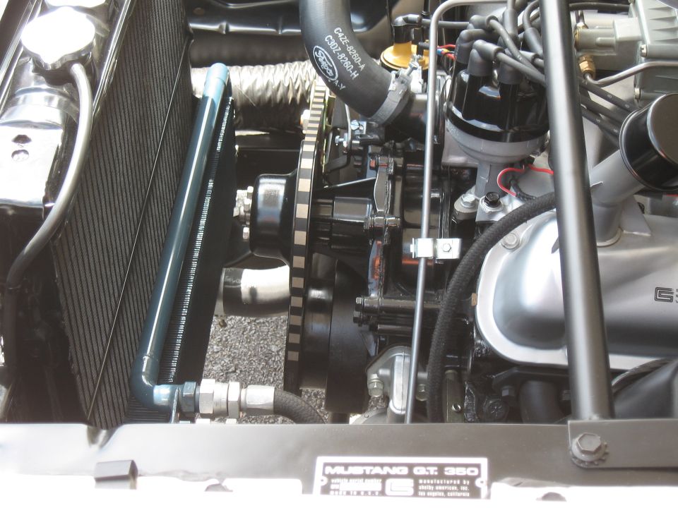 1968 Shelby GT500 engine bay with visible "MUSTANG GT 350" badge