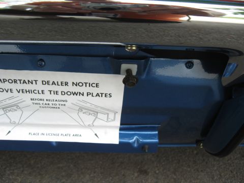 1968 Shelby GT500 - Dealer notice explains how to remove vehicle tie down plates before customer delivery.