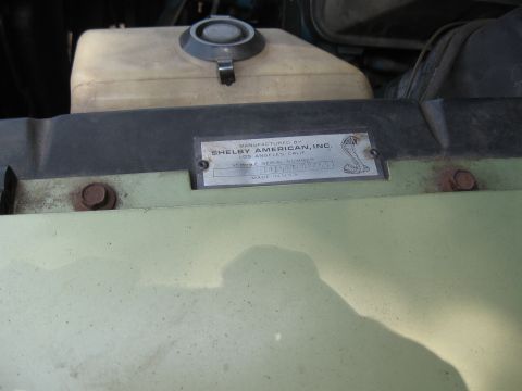 1968 Shelby GT500 - The data plate confirms this vehicle is a 1968 Shelby GT500, manufactured by Shelby American, Inc.