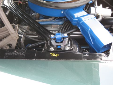 1968 Shelby GT500 - The VIN plate on this 1969 Ford Mustang shows its build details and paint inspection status.