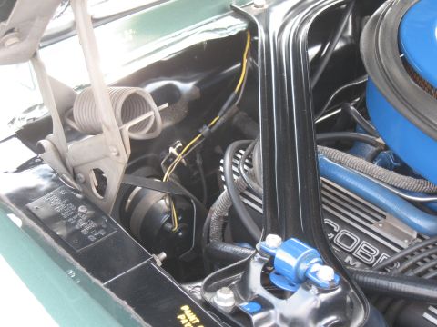 1968 Shelby GT500 - Close-up of the engine bay of a 1968 Shelby GT500, showing the air cleaner and VIN plate.