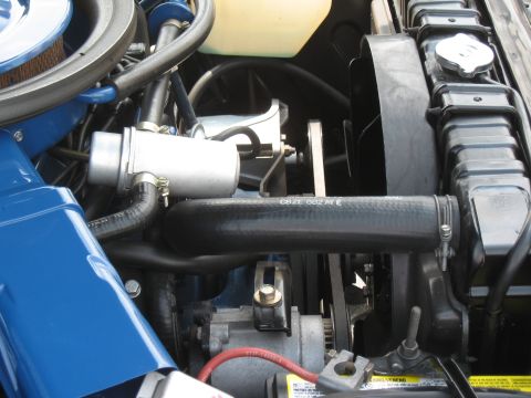 1968 Shelby GT500 - Close-up of an engine bay, focusing on the radiator and fan assembly.