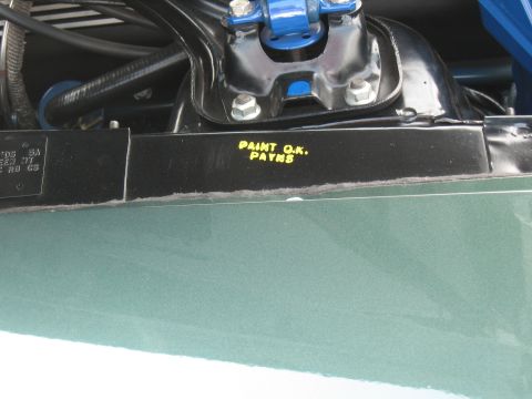 1968 Shelby GT500 - A handwritten inspection note is visible on a component within the engine bay.