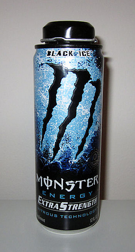 1989 Ford Bronco - A can of Monster Energy Extra Strength Black Ice is shown against a plain background.