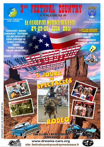 1991 Ford LTD Crown Victoria - Event poster for a country festival advertising US vehicles, a rodeo and a Harley-Davidson display.