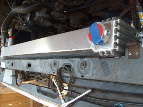 1984 Ford Bronco - Cut an inch deep section out of the upper core support