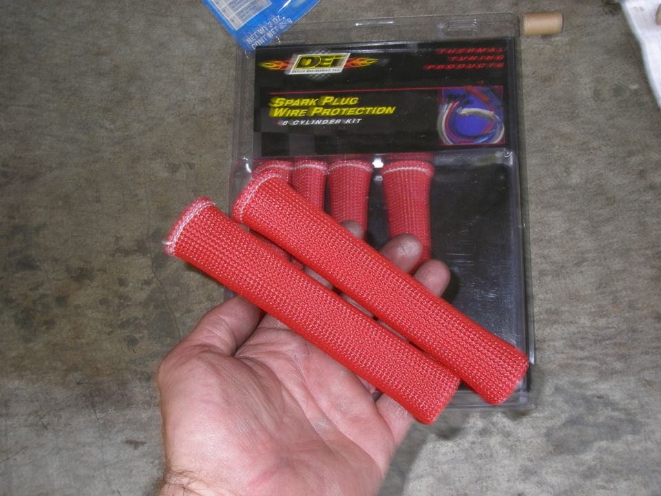 Red spark plug wire protection sleeves in packaging