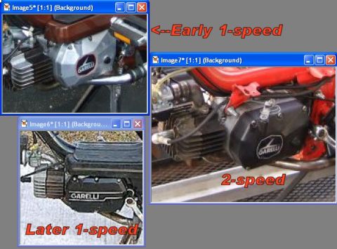 1981 Garelli Rally Sport - This image shows a close-up of a Garelli moped engine, identified as a 2-speed model.