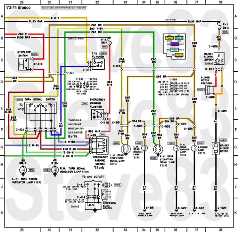 1976 Ford Bronco - '73-74 Bronco Taillights Heater IF THE IMAGE IS TOO SMALL, click it. NOTE that C233 was partially shown on the previous page in circuit 285…