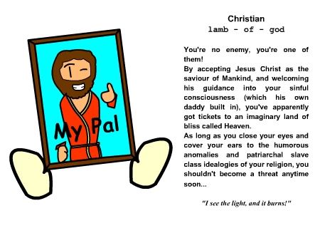 1997 Ford Taurus - A cartoon depicts a framed image of a man labeled 'My Pal' with accompanying text about Christianity.