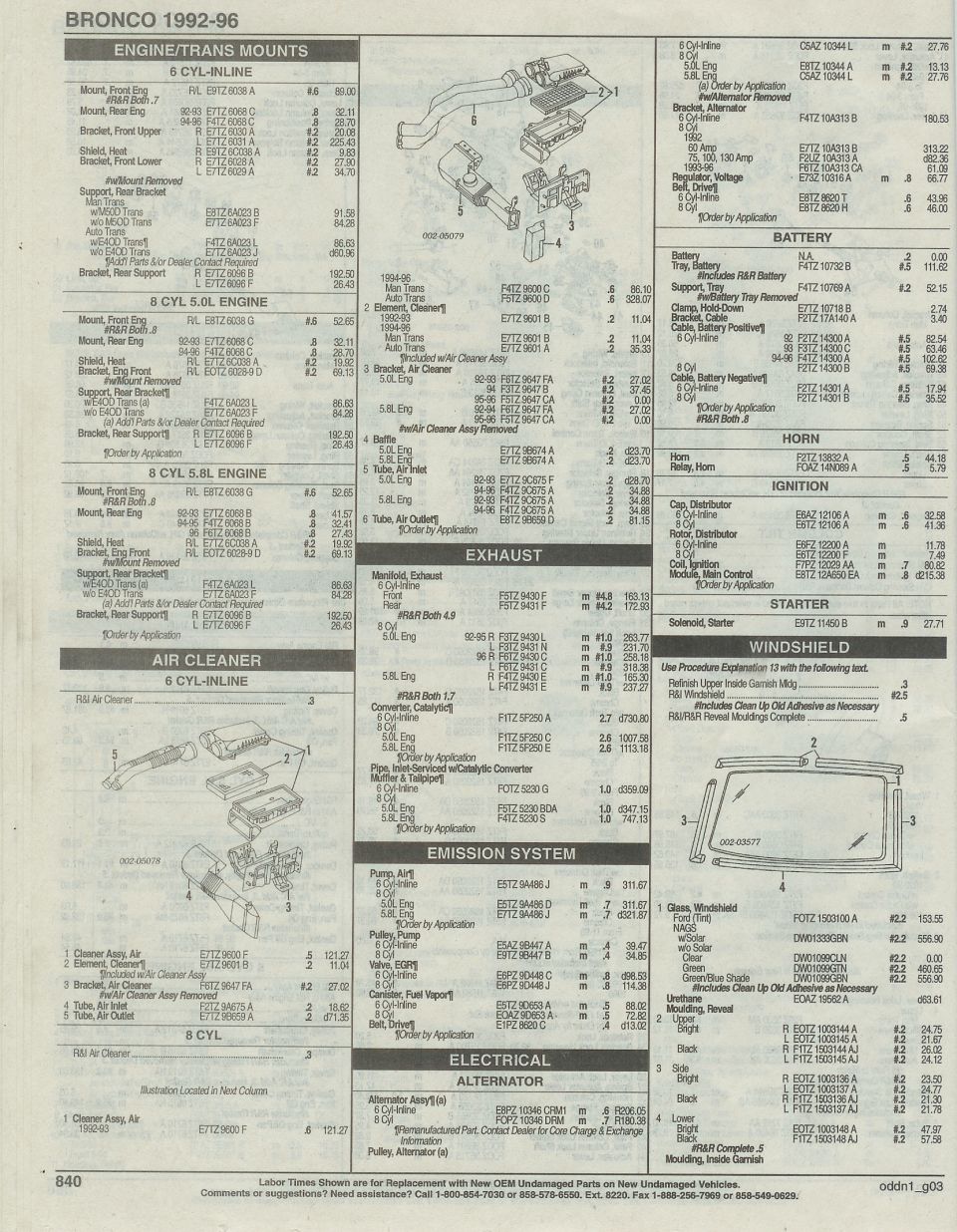 engine & trans CONT'D, air intake, hood, HVAC CONT'D, Page 848