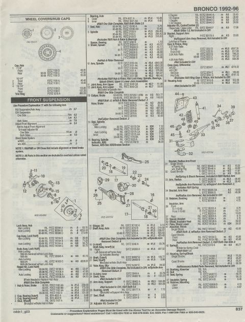 1996 Ford Bronco - front suspension, PAGE 837