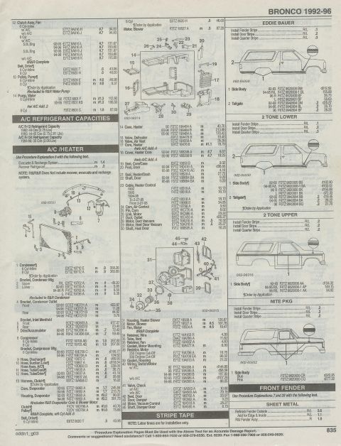 1996 Ford Bronco - paint stripes incl. NITE, HVAC, fender, PAGE 835