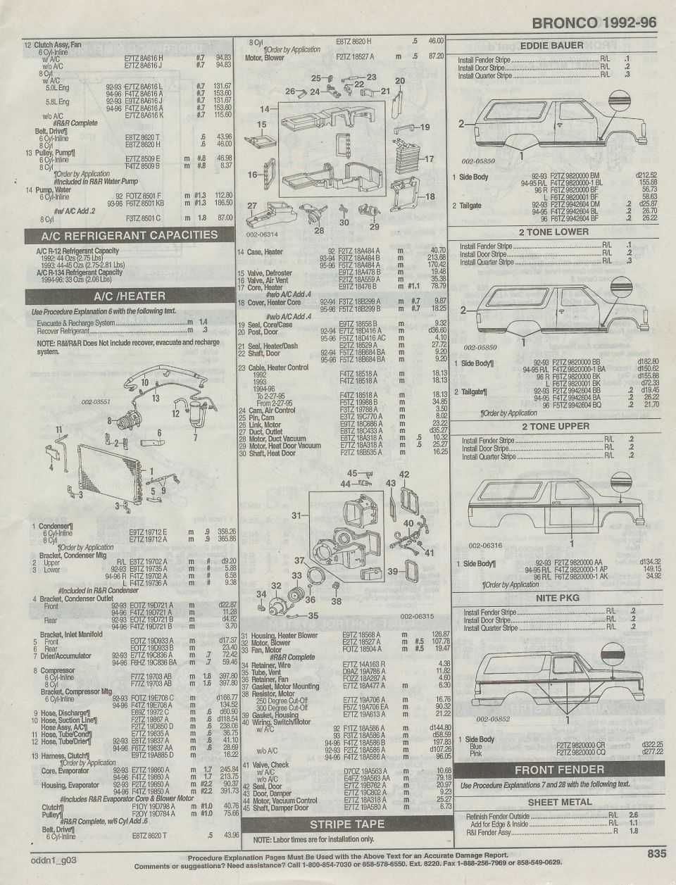 paint stripes incl. NITE,  HVAC, fender, PAGE 835