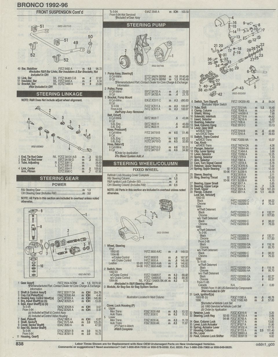steering column &  linkage, gear, pump, wheel & horn switch, Page 838