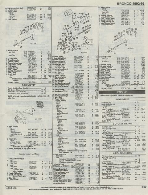 1996 Ford Bronco - steering cont'd, ignition switch, Engine, Page 839