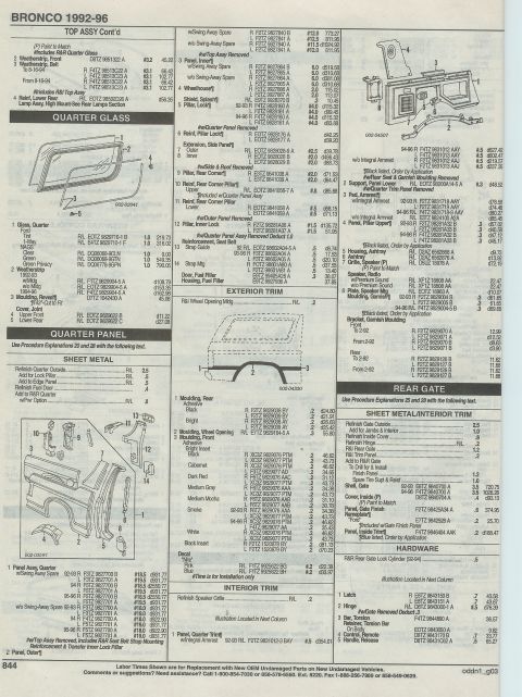 1996 Ford Bronco - tailgate, quarter glass, interior & exterior trim, PAGE 844